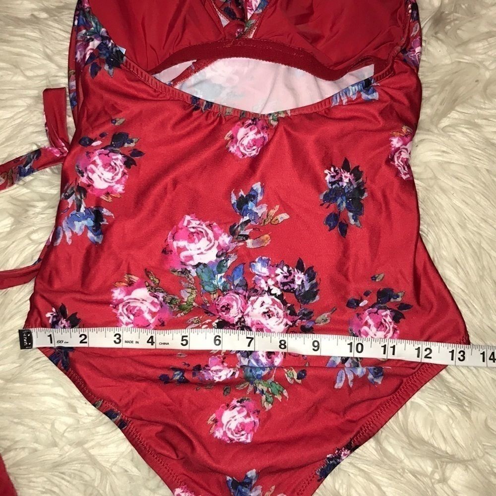 NEW ModCloth Reese One-Piece Red Floral Swimsuit - Picture 5 of 8